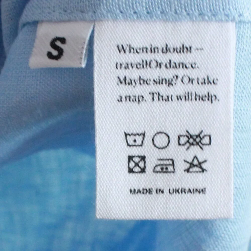 Sleeper Atlanta Midi Linen Dress in Light Blue Puff Sleeve Smocking - Picture 8 of 12